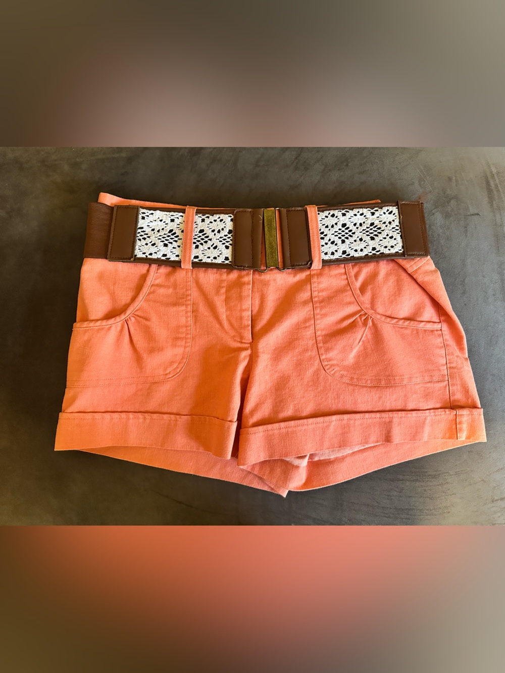 Maurices Coral Shorts with Lace-Accent Belt